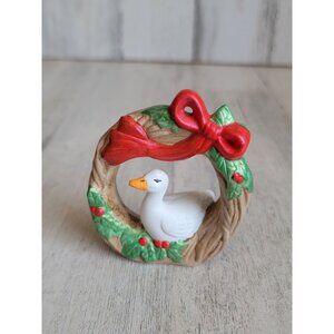 Vintage goose wreath mistletoe bow ornament Xmas